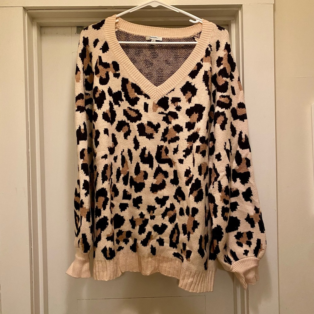 Jodifl Leopard V Neck Sweater